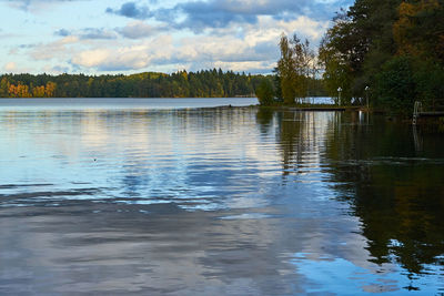 Scenic view of lake against sky