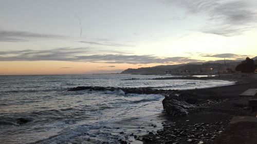 Scenic view of sea against sky during sunset