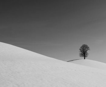 Snow covered land against sky