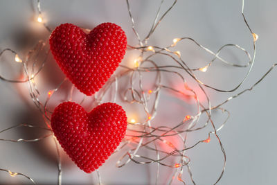 Close-up of red berries on heart shape