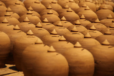 Full frame shot of earthen jars