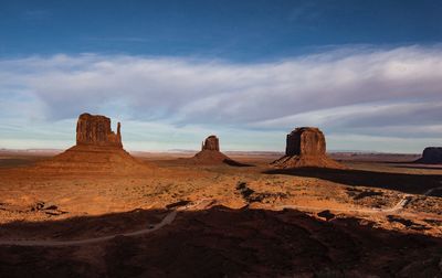 Rock formations in desert against sky