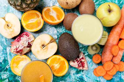 High angle view of food on table