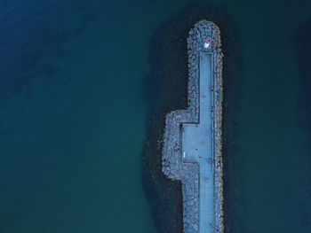 High angle view of ship in sea