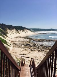 Scenic view of beach against clear sky