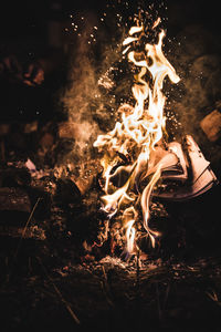 Close-up of bonfire at night