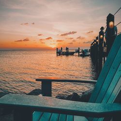 Scenic view of sea at sunset