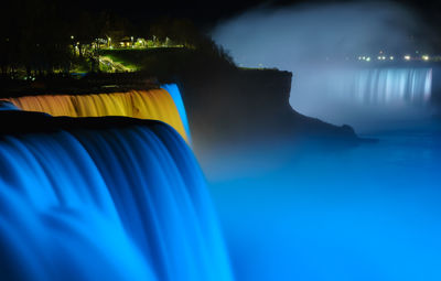 Close-up of blue water at night