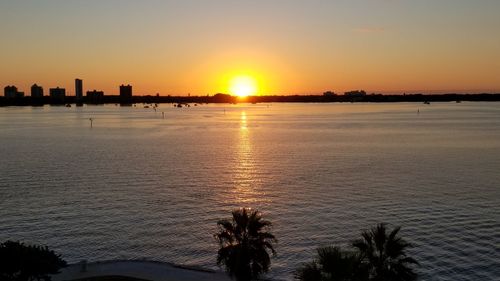 Scenic view of sea against sky during sunset