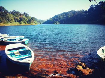 Scenic view of boats in sea