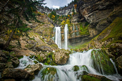 Scenic view of waterfall