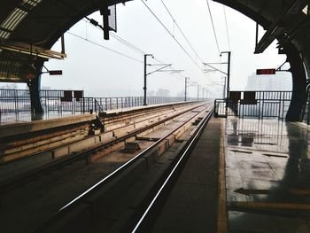 Train on railroad station platform