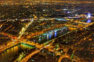 View of illuminated cityscape at night