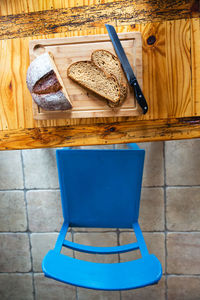 High angle view of breakfast on table