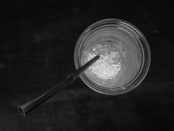 High angle view of drink on table