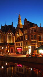 Illuminated buildings at night