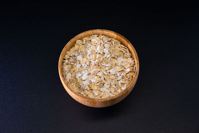 High angle view of food on black background