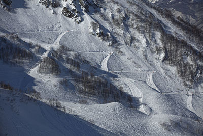 High angle view of snowcapped mountain