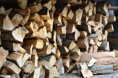 Full frame shot of logs in forest