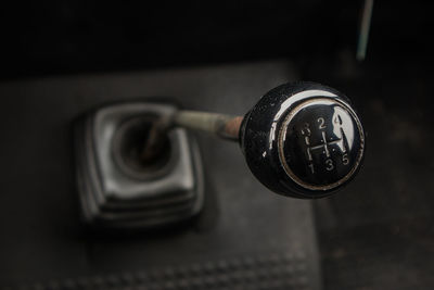 High angle view of gearshift in car