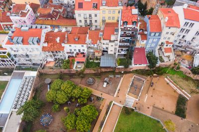 High angle view of townscape