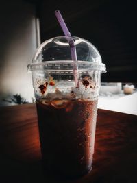 Close-up of drink in glass on table