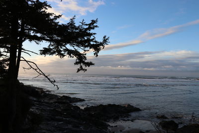 Scenic view of sea against sky during sunset