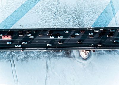 High angle view of car on snow