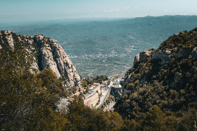 Rock formation of montserrat mountains in catalonia, spain. rocky hill