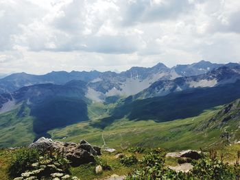 Scenic view of mountains against sky