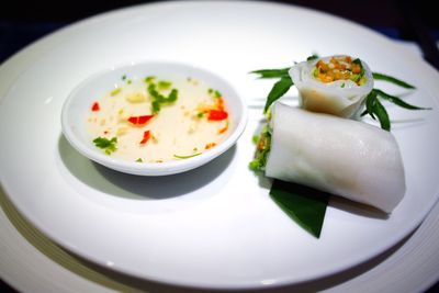 Spring roll in plate