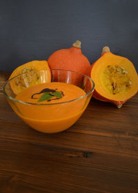 High angle view of orange on table