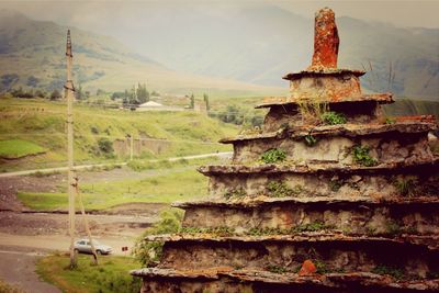 Ancient temple against sky