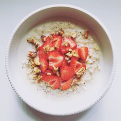 High angle view of salad in bowl