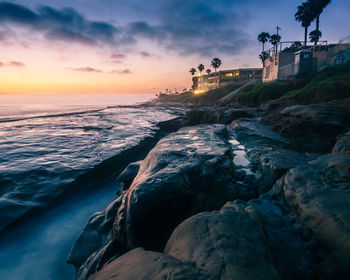 Scenic view of sea against sky during sunset