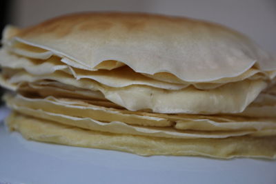 Close-up of flat bread on plate