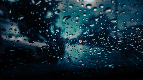 Full frame shot of water drops on glass