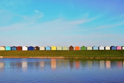 Scenic view of sea against blue sky