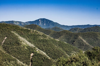 Scenic view of mountains against clear sky