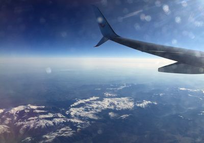Aerial view of airplane wing
