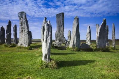 Scenic view of field against cloudy sky
