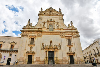 The facade of a church in galatina, a village in the province of lecce in italy.