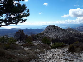 Scenic view of mountains against sky