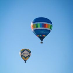 Low angle view of hot air balloons