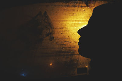 Close-up portrait of silhouette man against window