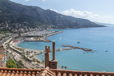 Aerial view of the beach of menton