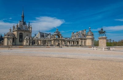 View of temple building against blue sky