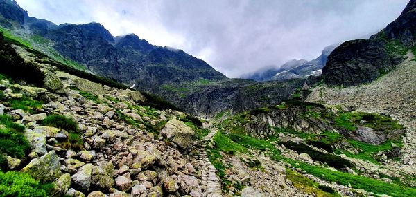 Panoramic view of mountains against sky