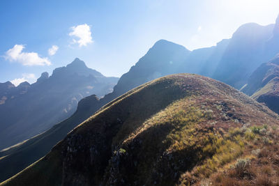Panoramic view of mountains against sky
