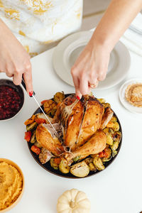 Midsection of woman having food